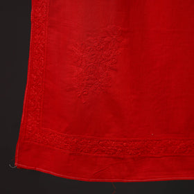 Red - hand embroidered lucknow chikankari cotton stole 03