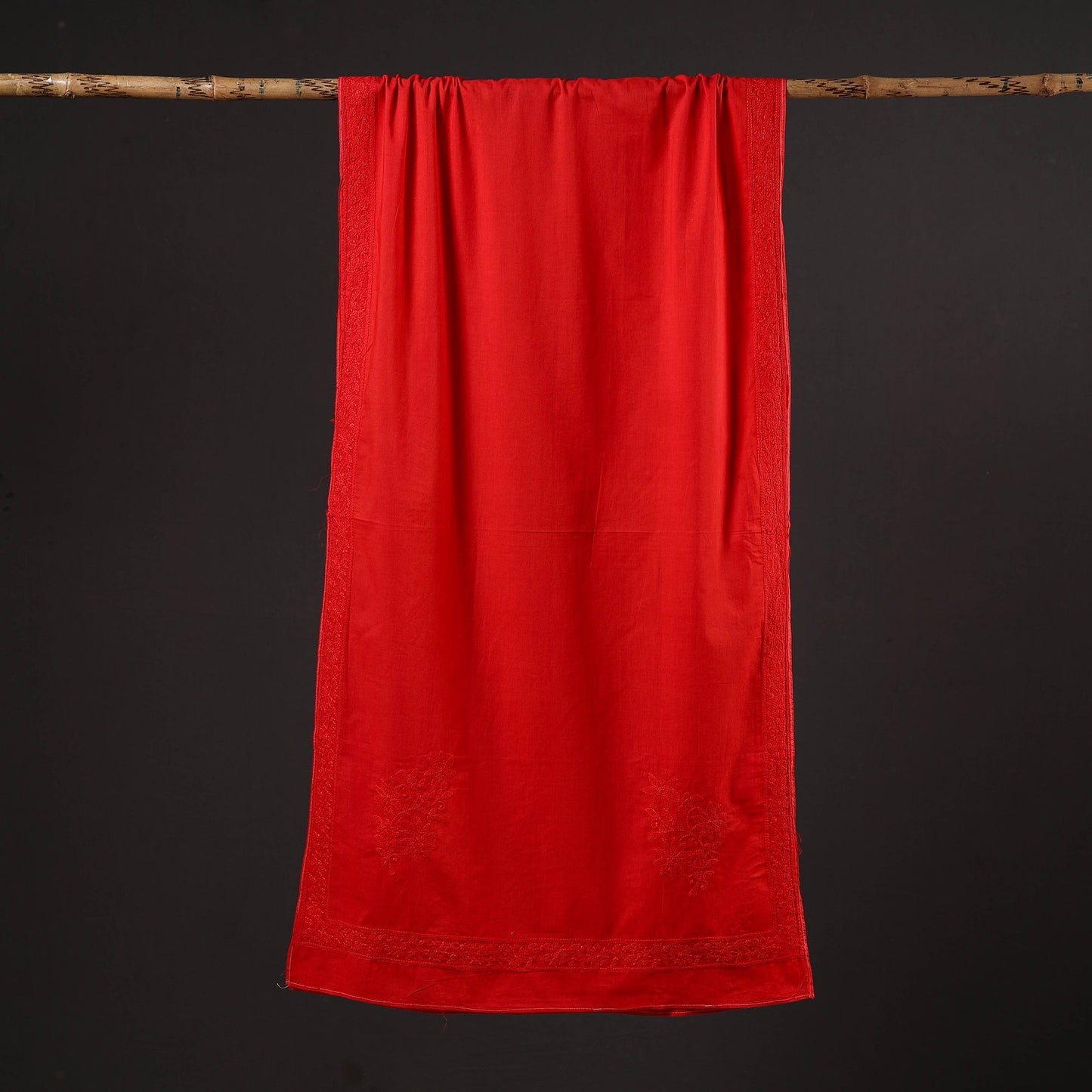 Red - hand embroidered lucknow chikankari cotton stole 03