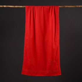 Red - hand embroidered lucknow chikankari cotton stole 03