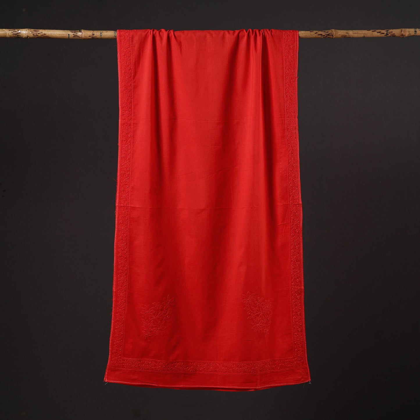 Red - hand embroidered lucknow chikankari cotton stole 04