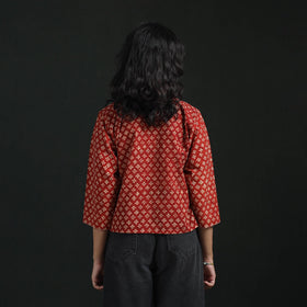 Hand embroidery block print cotton natural dyed ajrakh crop
