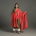 Red Hand Embroidery Chanderi Silk Handloom Kashida Dupatta