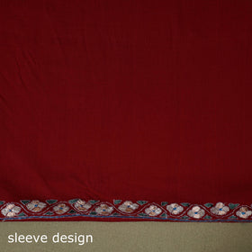 Red Hand Embroidery Cotton Kashida Kurta Material