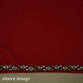 Red Hand Embroidery Cotton Kashida Kurta Material