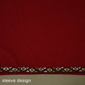 Red Hand Embroidery Cotton Kashida Kurta Material