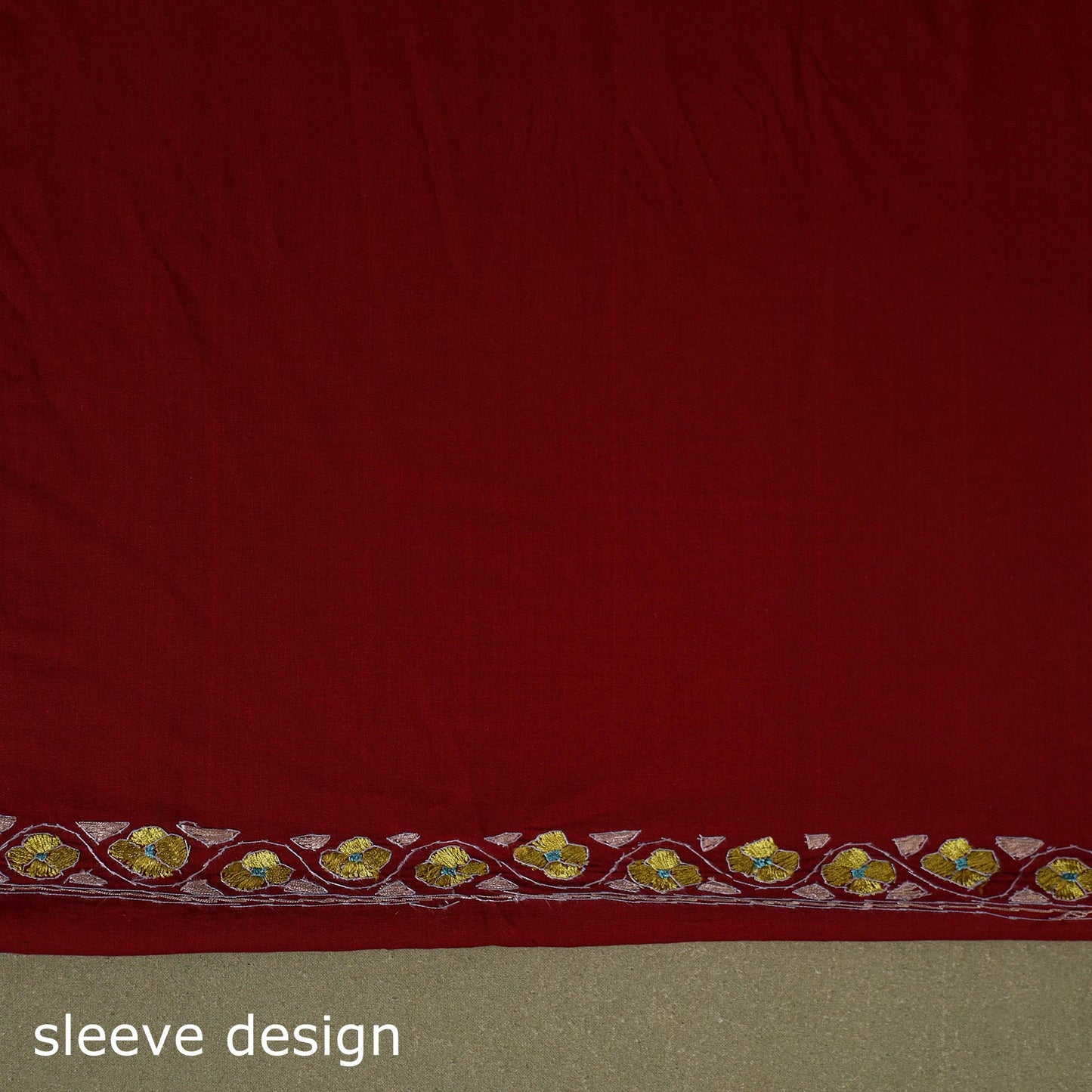 Red - hand embroidery cotton kashida unstitched kurta