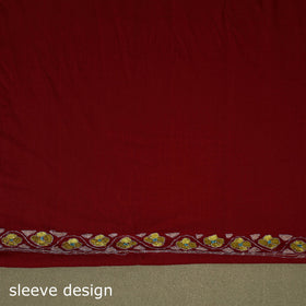 Red - hand embroidery cotton kashida unstitched kurta