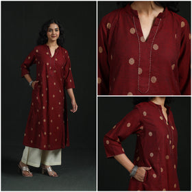 Hand embroidery a-line cotton jacquard kurta for women 11