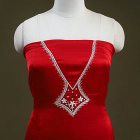 Buy Red Hand Embroidery Modal Silk Kurta Material