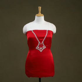 Buy Red Hand Embroidery Modal Silk Kurta Material