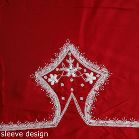 Buy Red Hand Embroidery Modal Silk Kurta Material