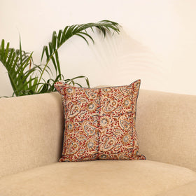 Red - hand kalamkari cushion cover 21 - handcrafted