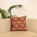 Red - hand kalamkari cushion cover 33 - handcrafted