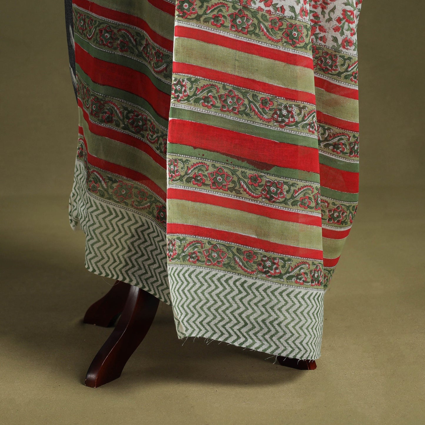 Red - hand mul cotton sanganeri dupatta 14 - handcrafted