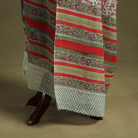 Red - hand mul cotton sanganeri dupatta 14 - handcrafted