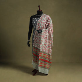 Red - hand mul cotton sanganeri dupatta 14 - handcrafted