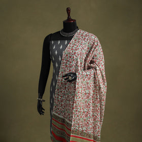 Red - hand mul cotton sanganeri dupatta 14 - handcrafted