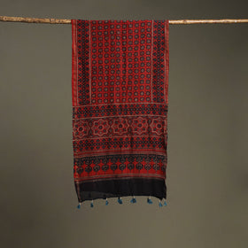 Hand natural dyed chanderi silk stole with tassels 03