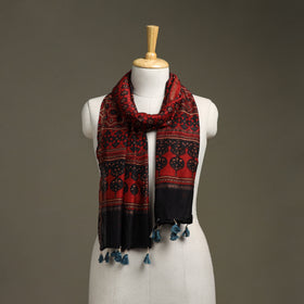 Hand natural dyed chanderi silk stole with tassels 03