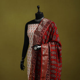 Hand natural dyed dola silk zari border dupatta