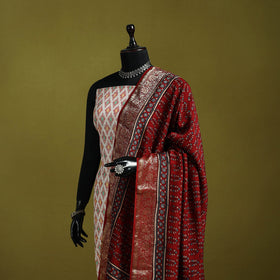 Hand natural dyed dola silk zari border dupatta