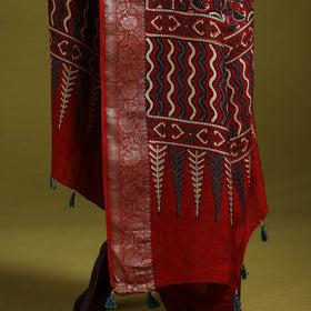 Hand natural dyed dola silk zari border dupatta