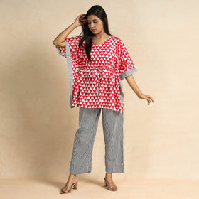 Buy Hand Printed Cotton Kaftan & Pyjama Night Suit Set Online at iTokri.com