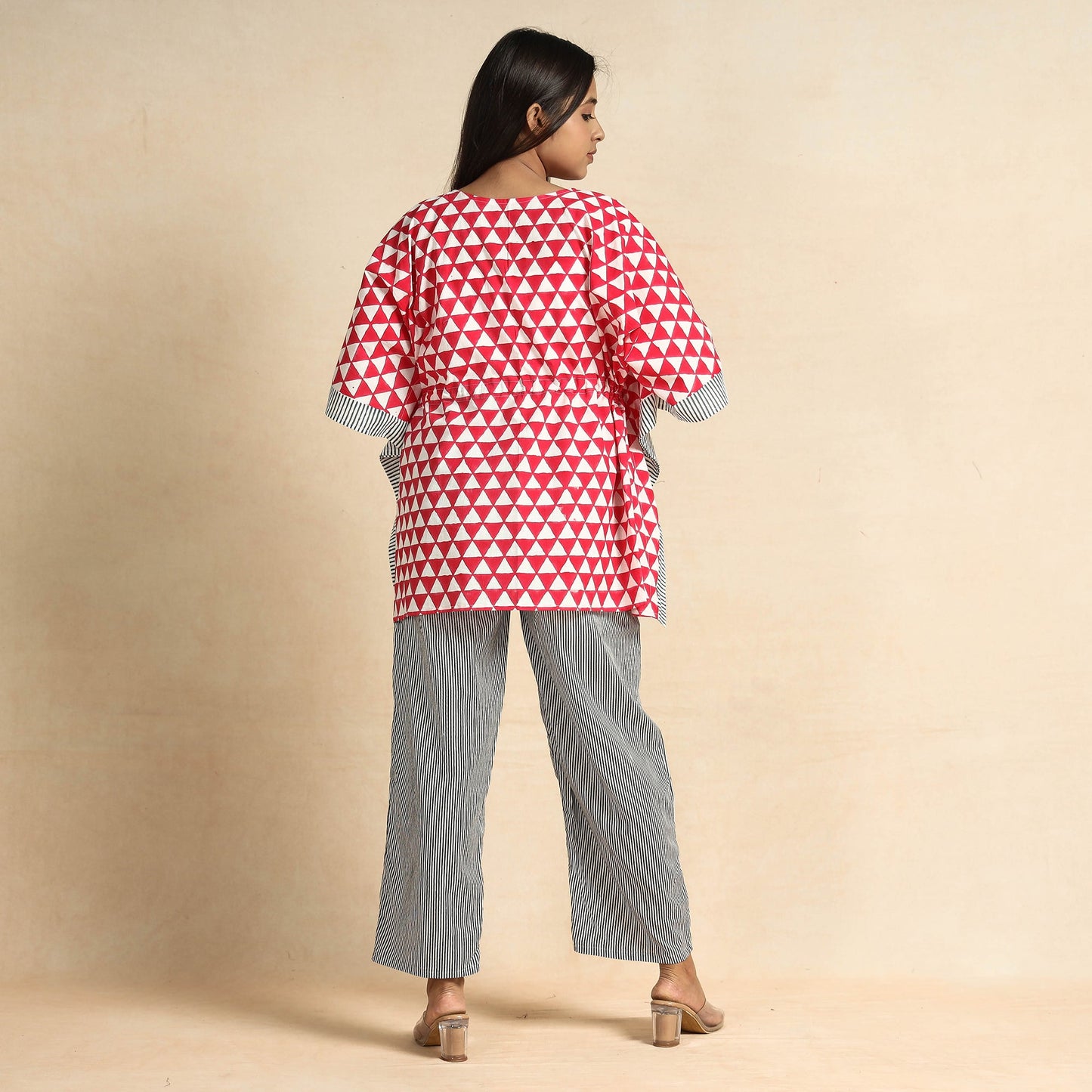 Buy Hand Printed Cotton Kaftan & Pyjama Night Suit Set Online at iTokri.com