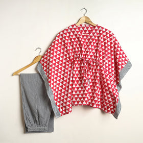 Buy Hand Printed Cotton Kaftan & Pyjama Night Suit Set Online at iTokri.com