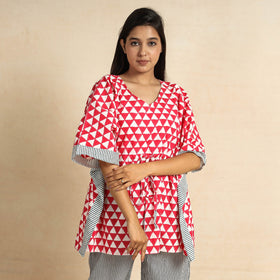 Buy Hand Printed Cotton Kaftan & Pyjama Night Suit Set Online at iTokri.com