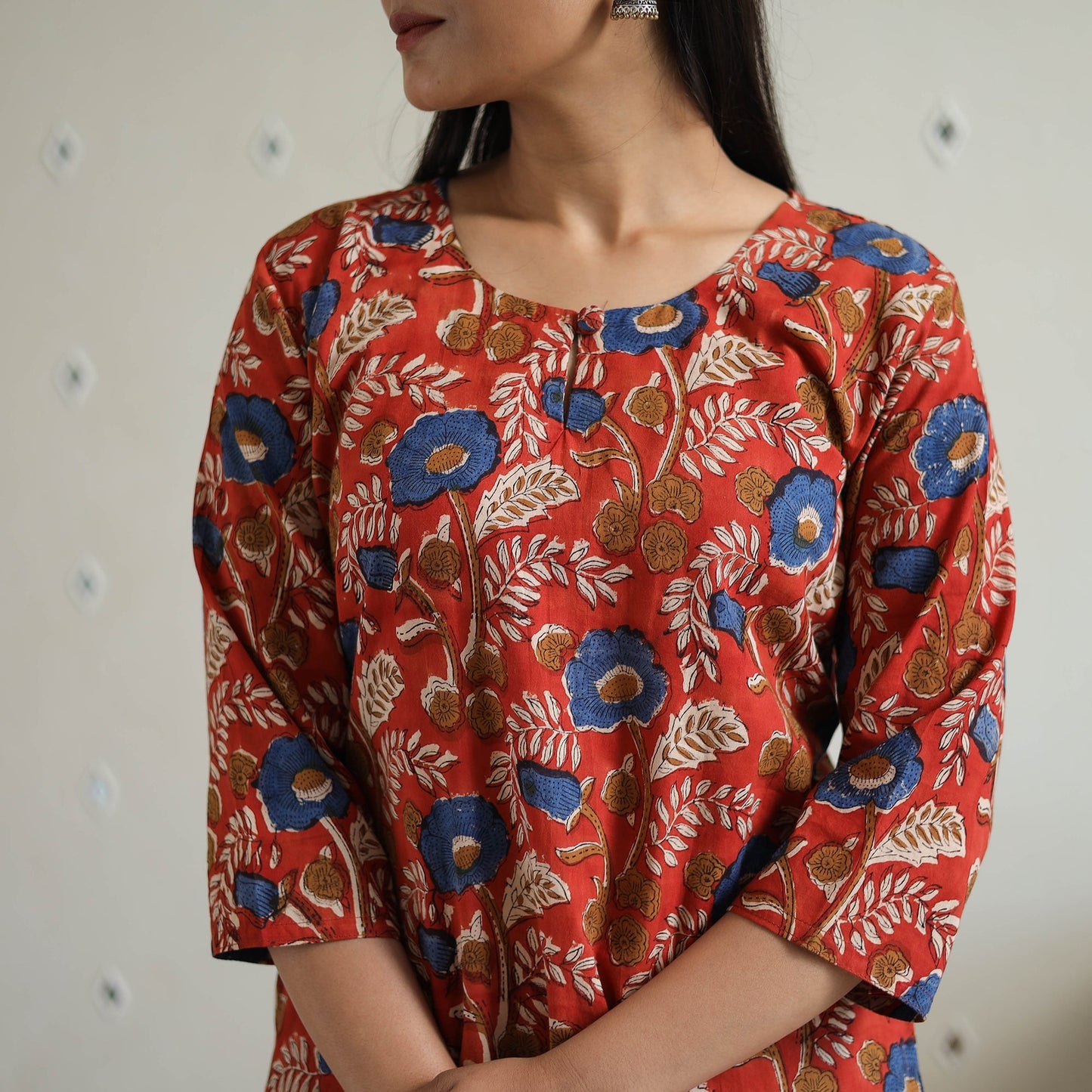 Buy Hand Block Printed Cotton Straight Bagru Kurta