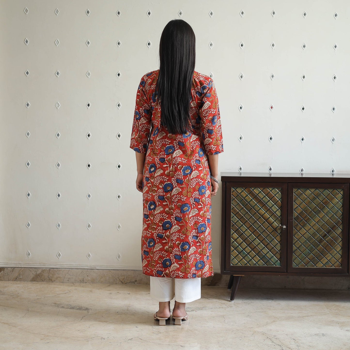 Buy Hand Block Printed Cotton Straight Bagru Kurta