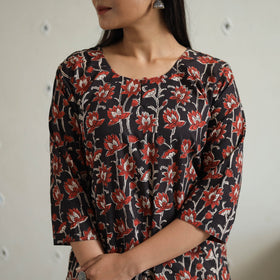  Hand Block Printed Cotton Straight Bagru Kurta for Women