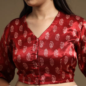Buy Hand Block Printed Mashru Silk Stitched Blouse Online at iTokri.com