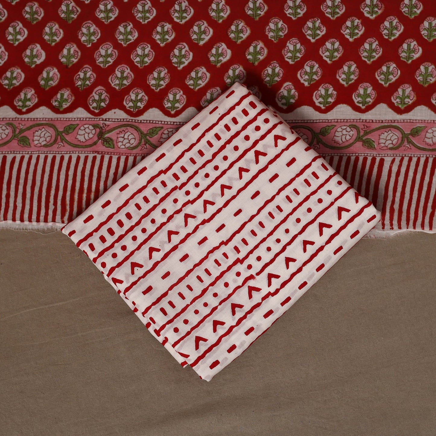 Hand sanganeri cotton 3pc unstitched dress material 06