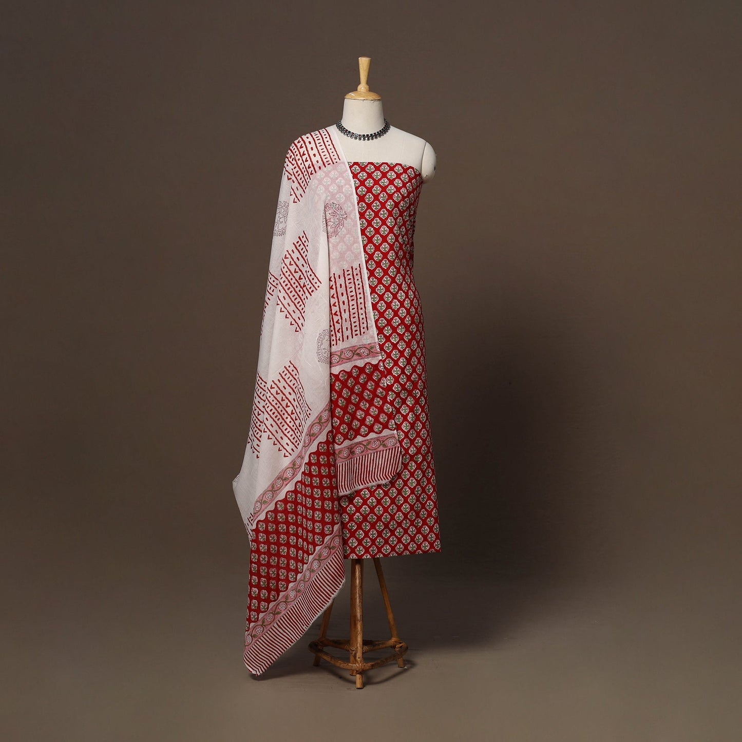 Hand sanganeri cotton 3pc unstitched dress material 06