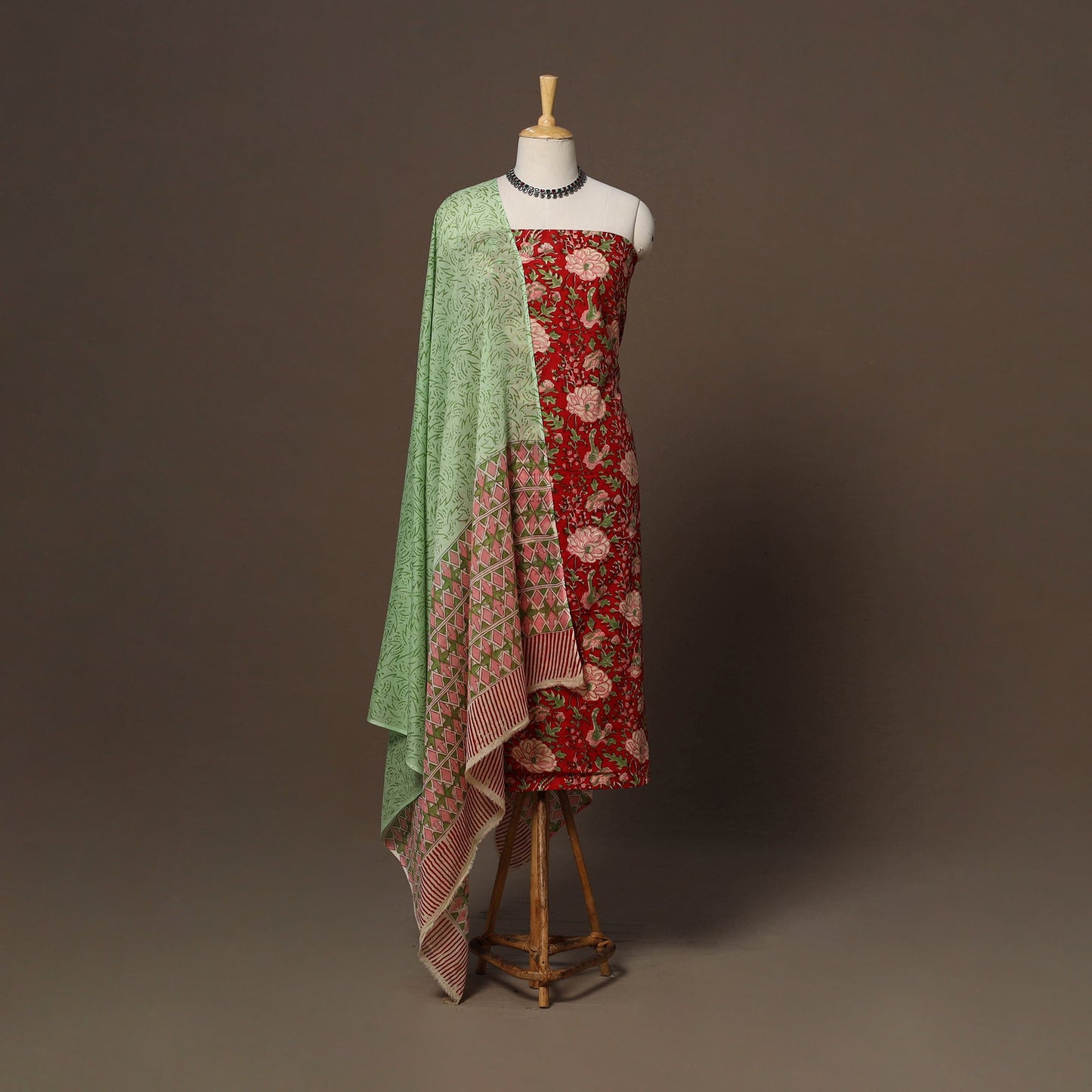 Hand sanganeri cotton 3pc unstitched dress material 07