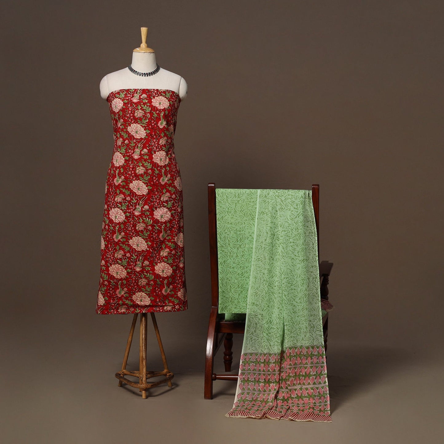 Hand sanganeri cotton 3pc unstitched dress material 07