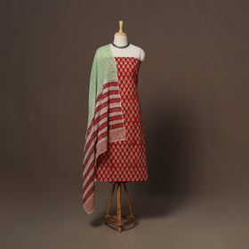 Hand sanganeri cotton 3pc unstitched dress material 08