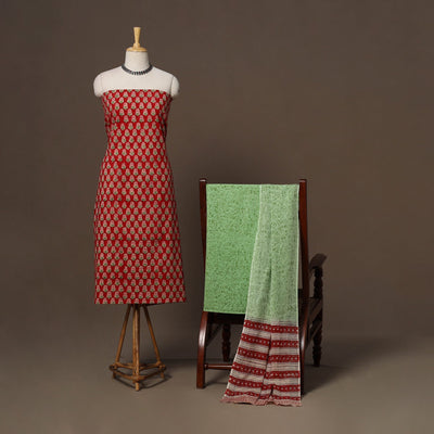 Hand sanganeri cotton 3pc unstitched dress material 08