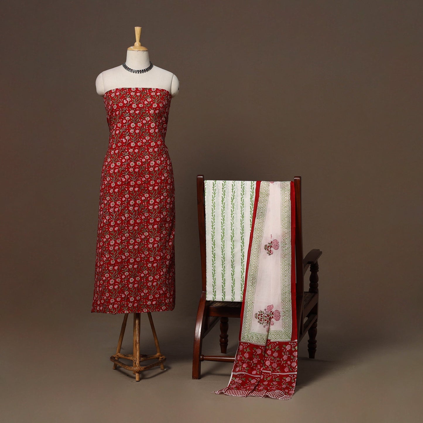 Hand sanganeri cotton 3pc unstitched dress material 10