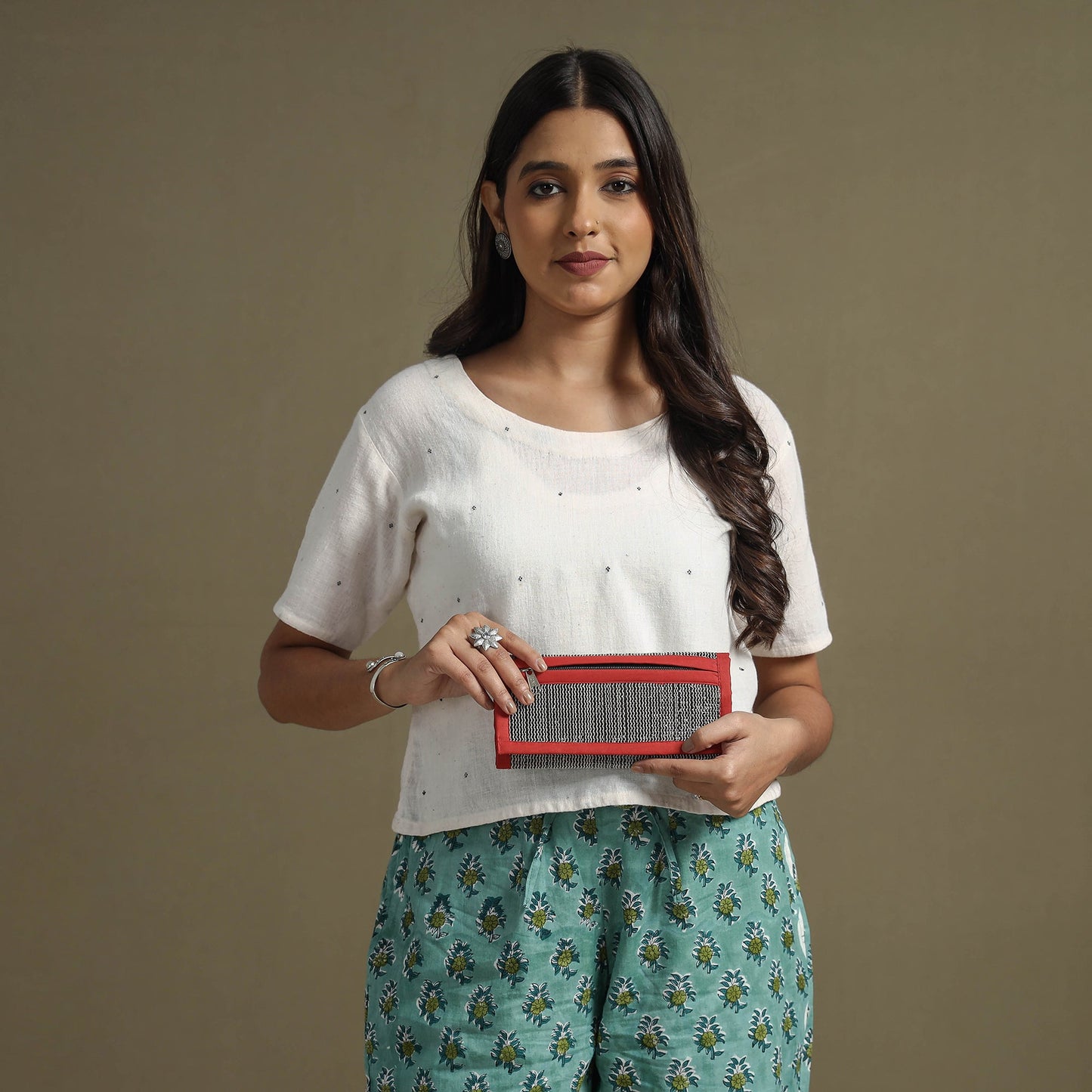 Red Handcrafted Audio Tape Clutch Wallet