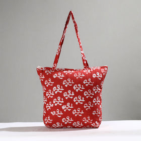 Red Handcrafted Batik Printed Cotton Hand Bag 01