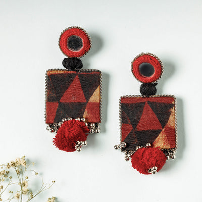 Buy Handcrafted Ajrakh Print Beadwork Earrings Online at iTokri.com