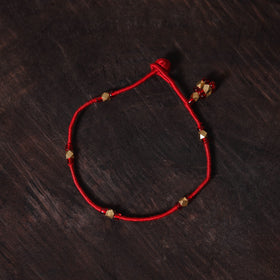 Red Handcrafted Bead & Thread Work Patwa Anklet