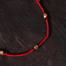 Red Handcrafted Bead & Thread Work Patwa Anklet