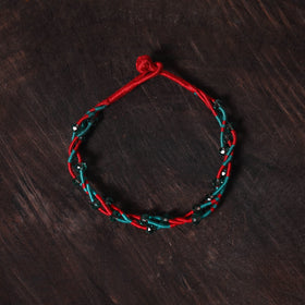 Red Handcrafted Bead & Thread Work Patwa Anklet