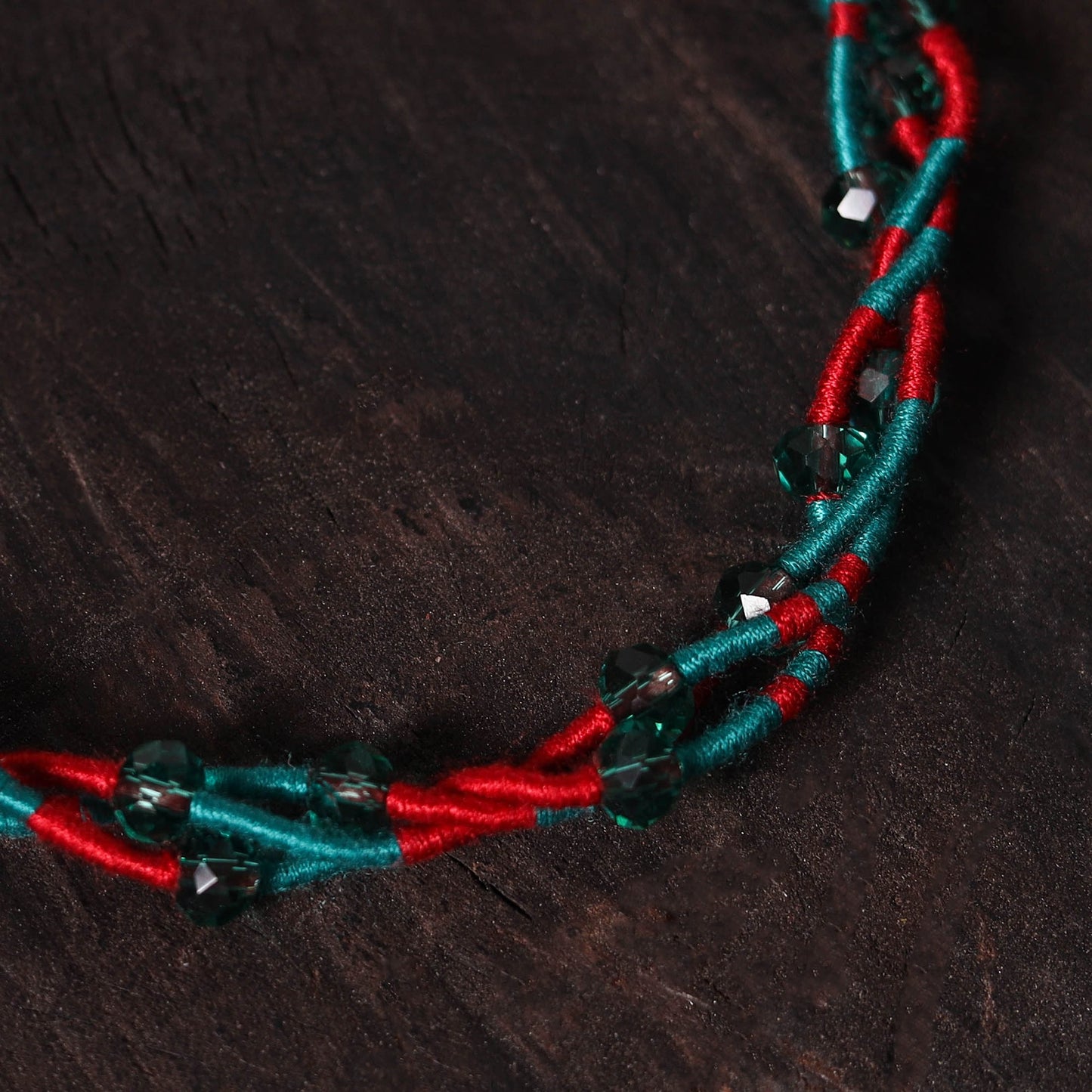 Red Handcrafted Bead & Thread Work Patwa Anklet
