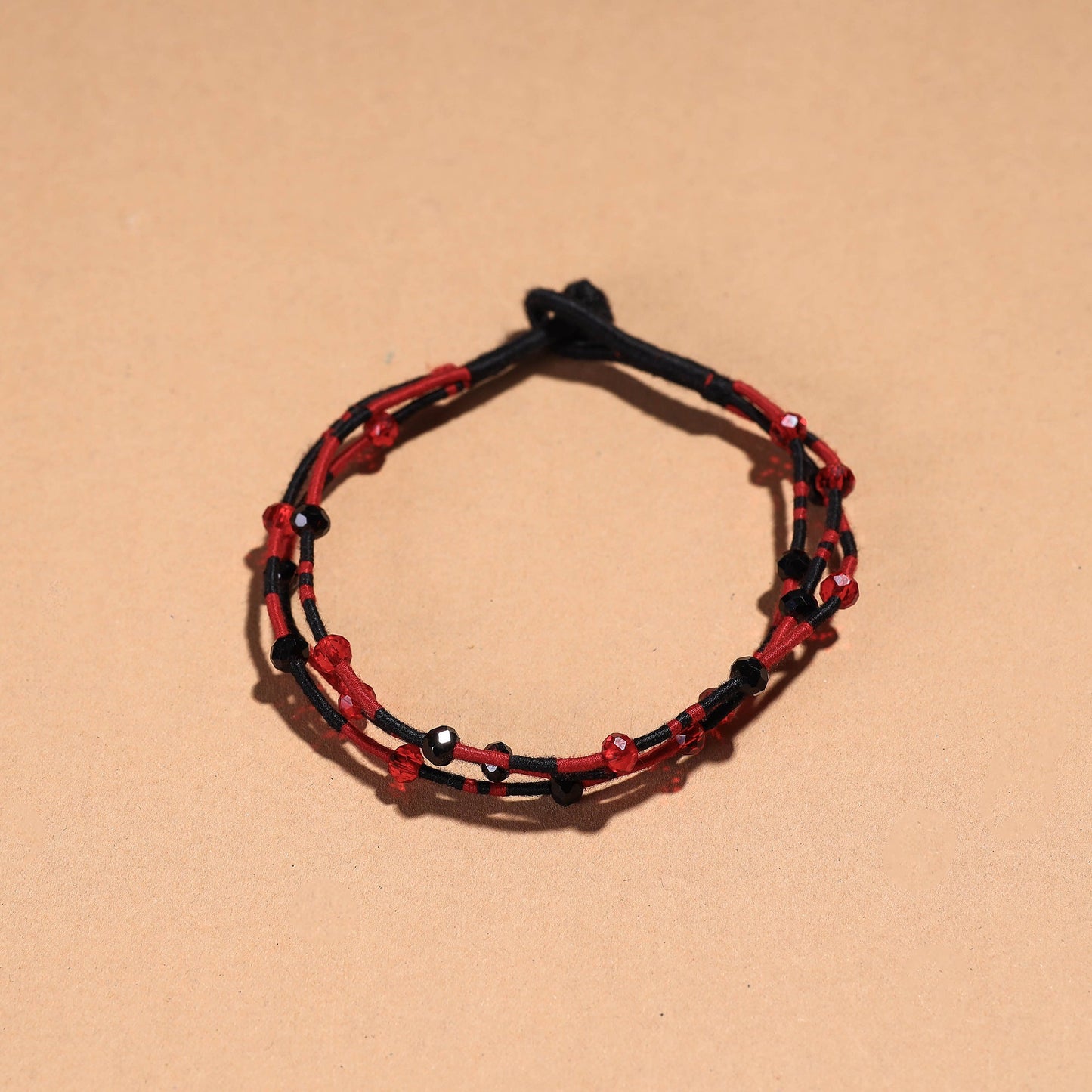 Red Handcrafted Bead & Thread Work Patwa Anklet