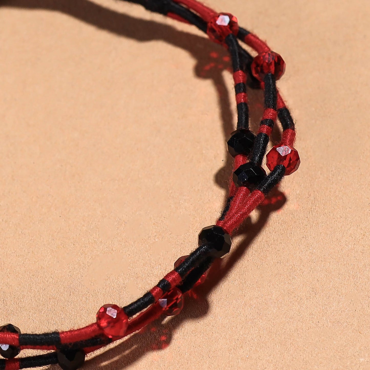 Red Handcrafted Bead & Thread Work Patwa Anklet